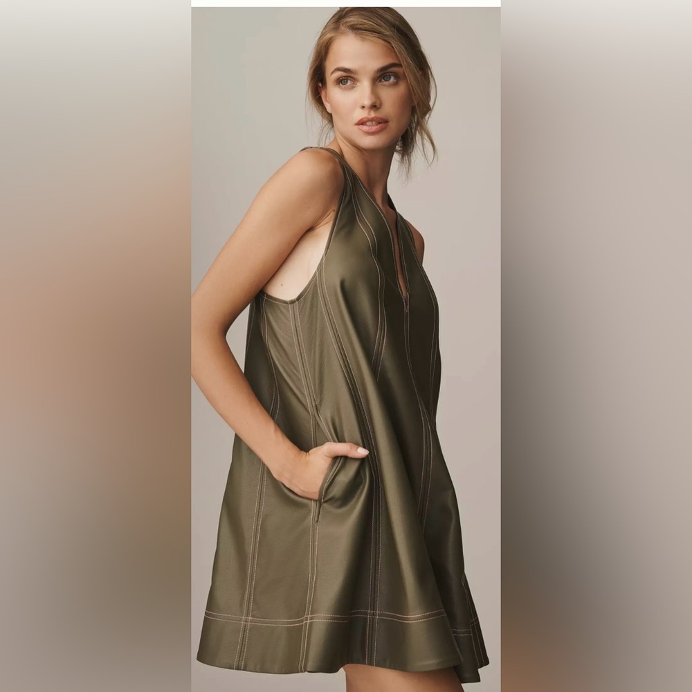 Maeve Faux leather sleeveless swing romper - Picture 3 of 4